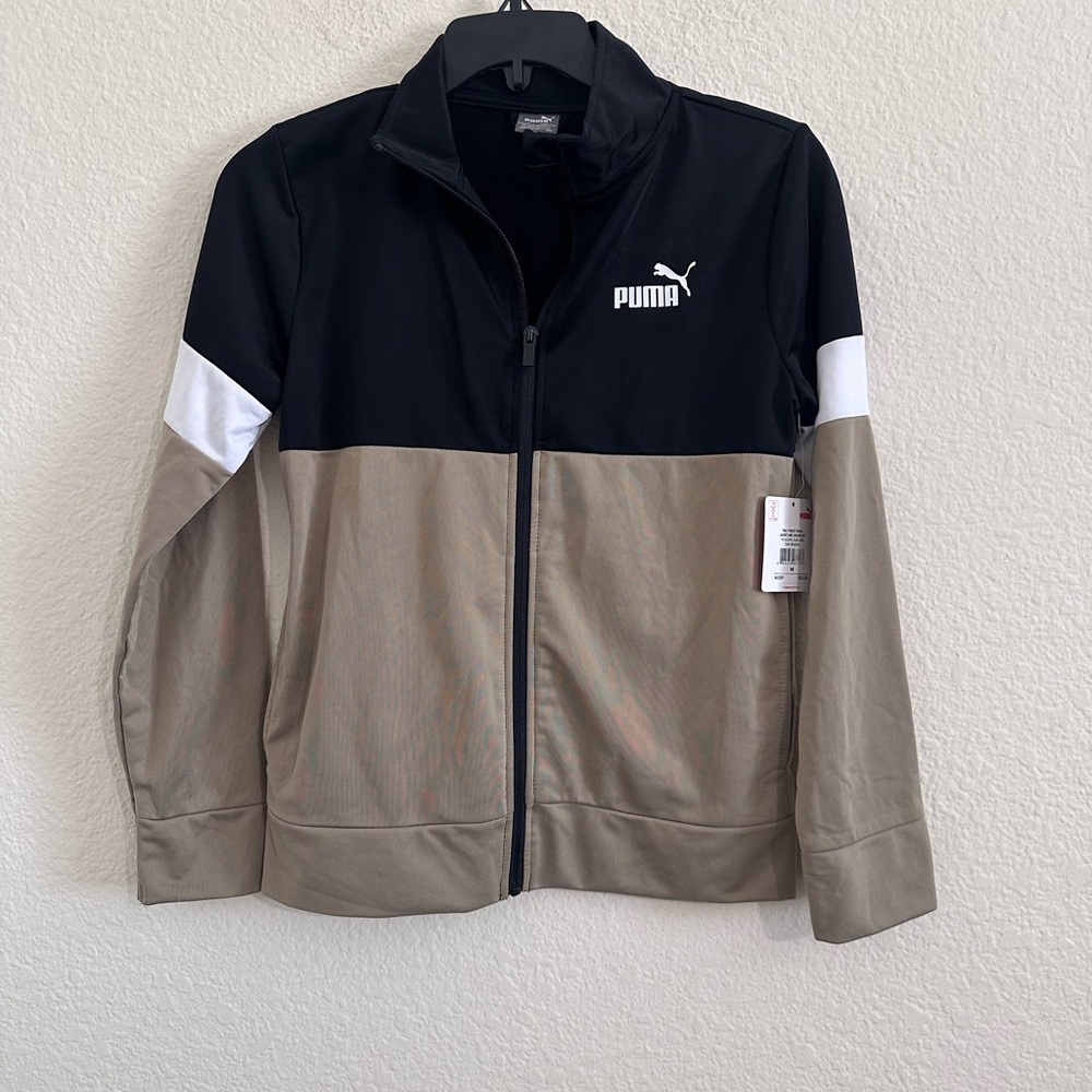 Puma Black and Gray Windbreaker kids zip jacket size 10
